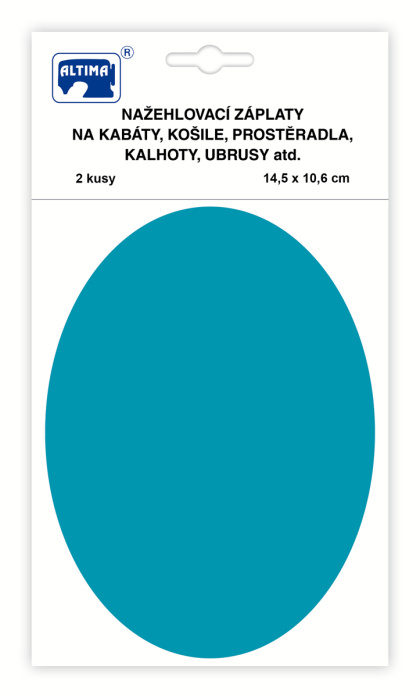 Nažehlovací záplaty jednobarevné ovály - tyrkysově modrá
